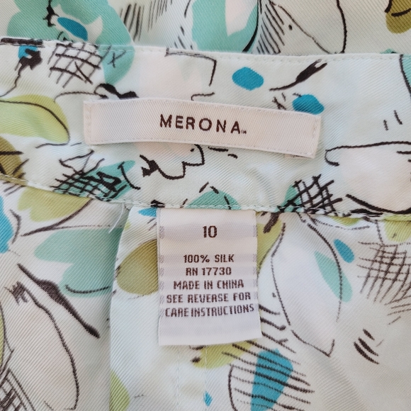 Merona 100% Silk Pleated A-Line Floral Print Skirt Women's Size 10 - Picture 10 of 12